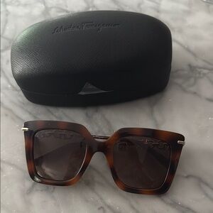 Salvatore Ferragamo Brown Tortoise Oversized Sunglasses